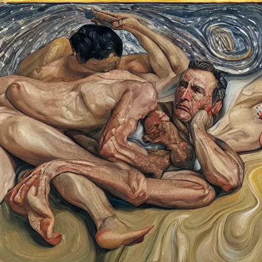 Image similar to origin of the universe, painted by lucian freud