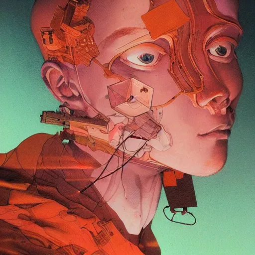 Image similar to prompt : city scavenger portrait soft light painted by james jean and katsuhiro otomo and erik jones, inspired by akira anime, smooth face feature, intricate oil painting, high detail illustration, sharp high detail, manga and anime 1 9 9 9