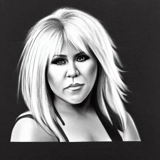 Prompt: samantha fox pencil drawing