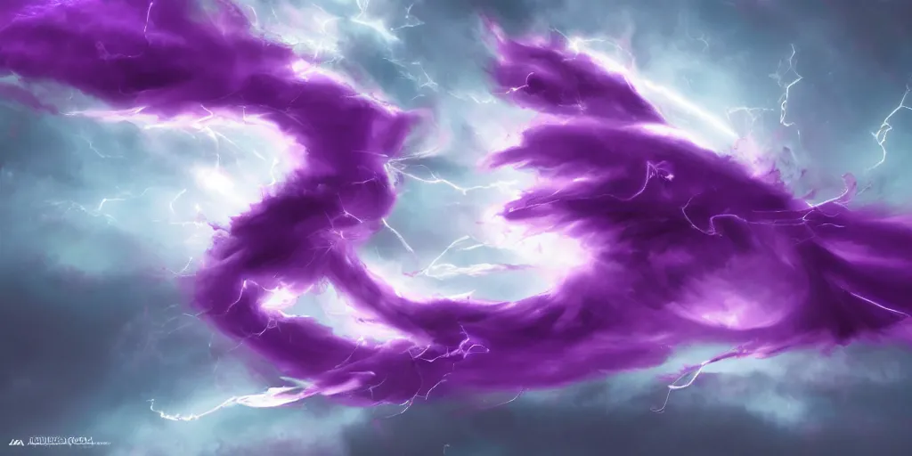 Image similar to purple and scarlet tornado, storm, rays, artstation