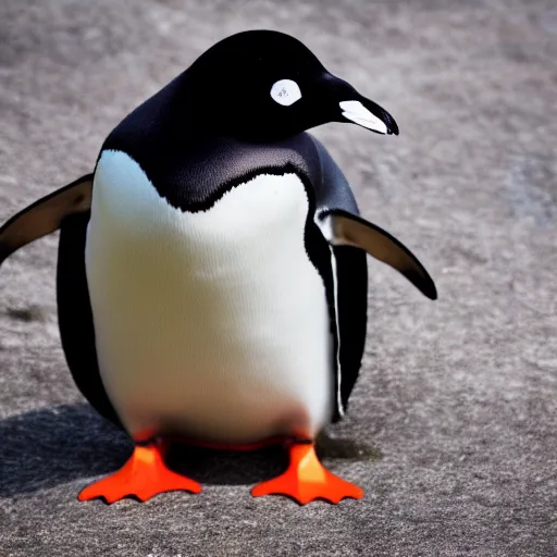 Prompt: a penguin wearing a business suit, dslr photo