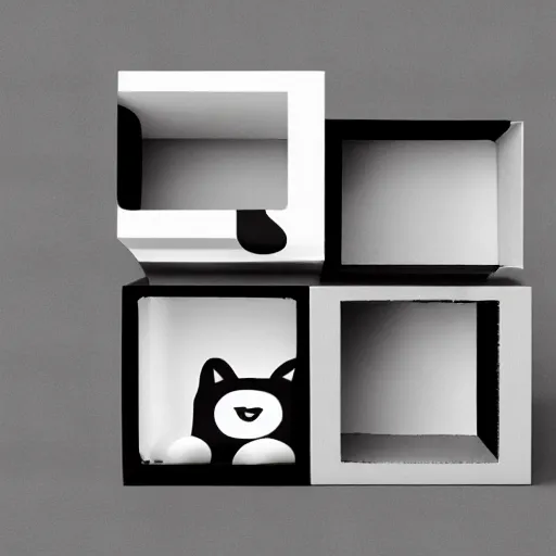 Image similar to box design modern black and white color scheme, minimalist, nature, cute characters