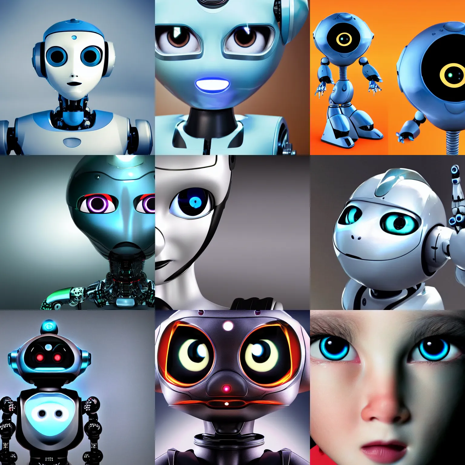 Prompt: <photo attention-grabbing hd><robot traits=cute action=look-at-camera eyes=big-hypnotic>robot uses hynosis eyes