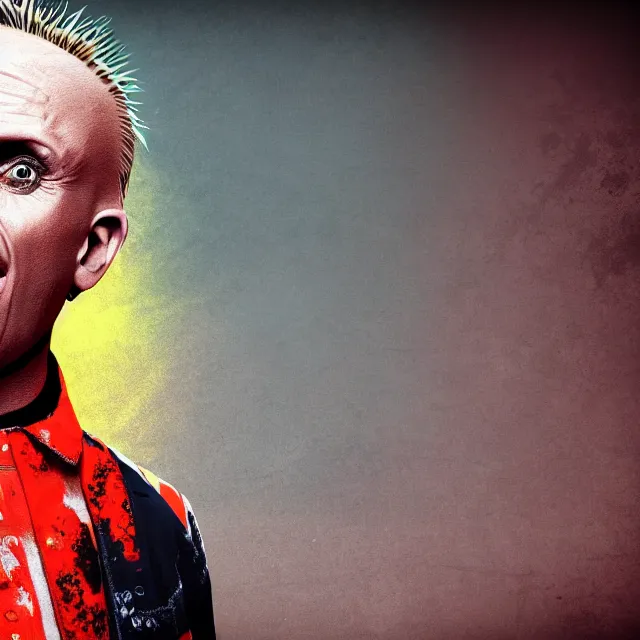 Image similar to Keith Flint from The Prodigy as the President of the USA, artstation, smooth, octane render, wide shot