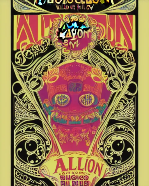 Image similar to avalon ballroom poster art by victor moscoso, hd vector art, award winning on behance