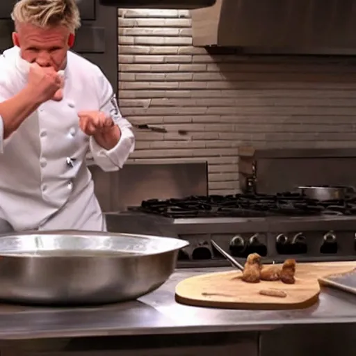 Prompt: Gordon Ramsay cooking with poop