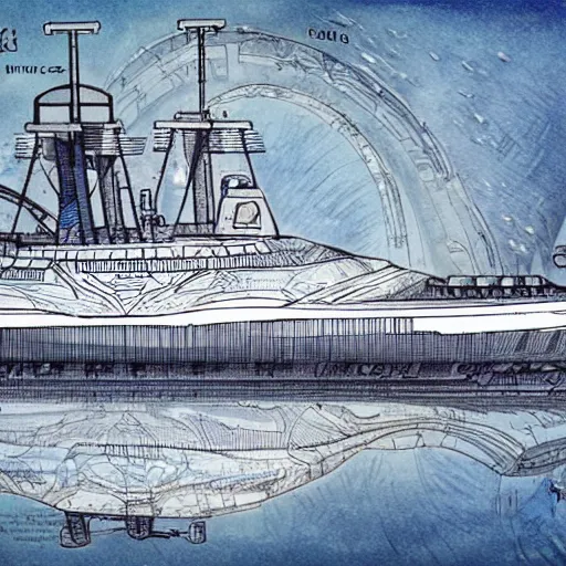 Prompt: Russian ship of the 22nd century very detailed drawing style, epic style, futuristic style