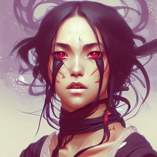 Image similar to Itatchi Uchiha, fantasy, intricate, elegant, highly detailed, digital painting, artstation, concept art, matte, sharp focus, illustration, art by Artgerm and Greg Rutkowski and Alphonse Mucha