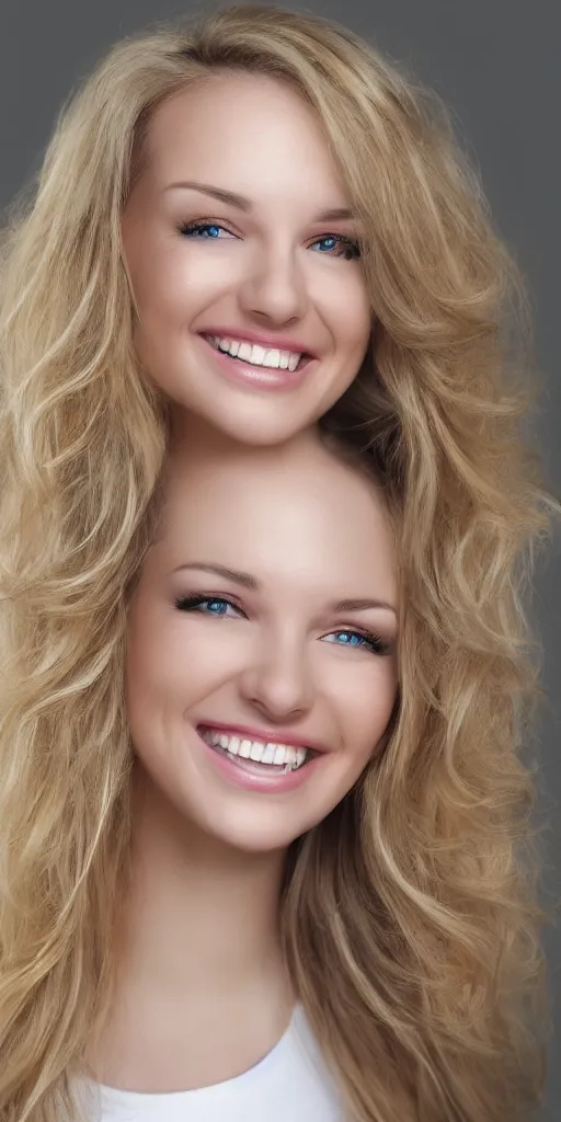 Prompt: blonde white woman smiling, portrait, hd, realistic