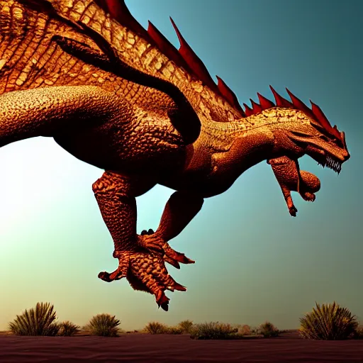 Image similar to a large desert dragon, hd photorealistic image