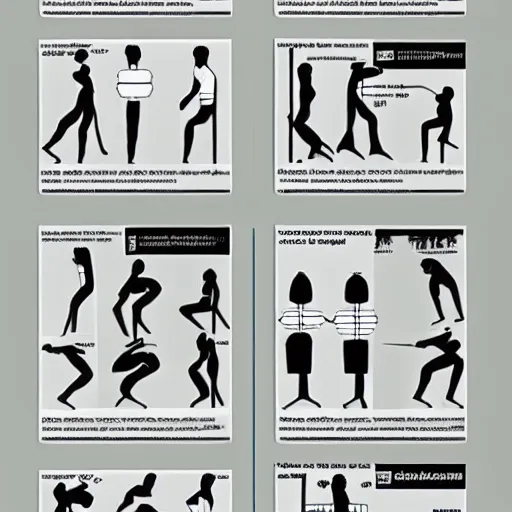 Prompt: ikea instruction sheet for 6 kama sutra positions, detailed diagrams.