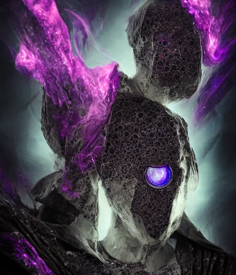 Image similar to impressive ominous front!! shot photo of a court jester character fine portrait fine portrait mesmerizing fractal hyper cubes platinum cracked dark future hyper dimensional space galactic crystal nebula edges elegant detailed intricate concept artstation sharp focus ray tracing cinematic masterpiece temporal corruption beeple wlop germ 8 4 k scifi glossy hyper realistic illustration canon eos r 3 fujifilm x - t 3 0 sony alpha a 6 6 0 0