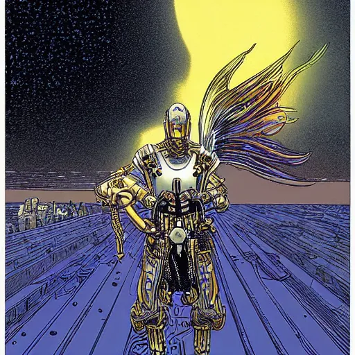 Image similar to techno - spirit utopian gallant knight, future perfect, award winning digital art by moebius