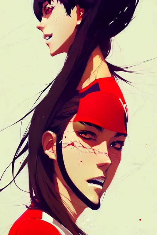 Image similar to a ultradetailed beautiful panting of a stylish girl in a volleyball jersey, by conrad roset, greg rutkowski and makoto shinkai, trending on artstation