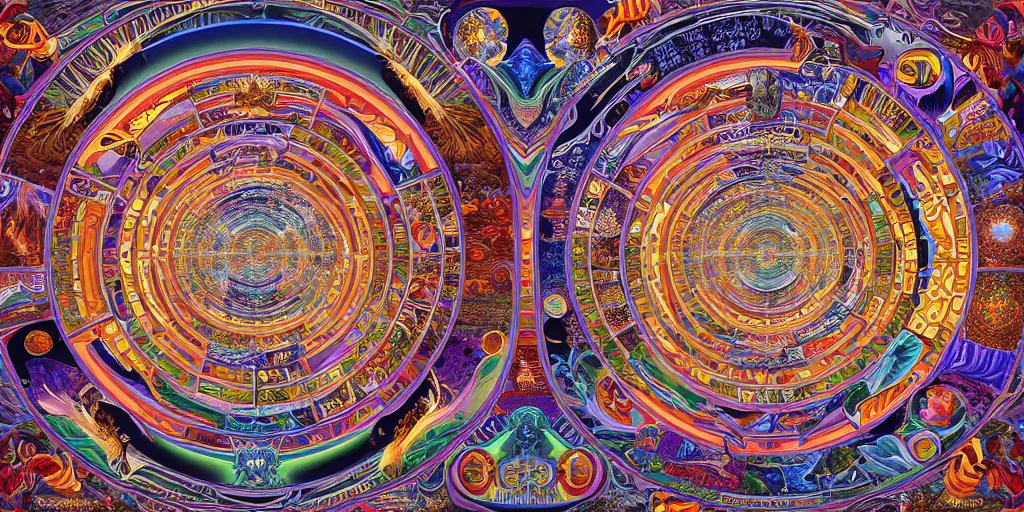 Image similar to memory palace, masterpiece composition, 8 k resolution, ultra fine illustration, art by alex grey and tokio aoyama, highly detailed,