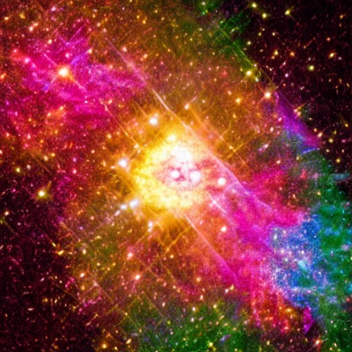 Image similar to a high - resolution color photo of a rainbow supernova