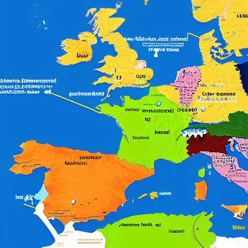 Prompt: map of europe showing the exports of each country as a realistic picture