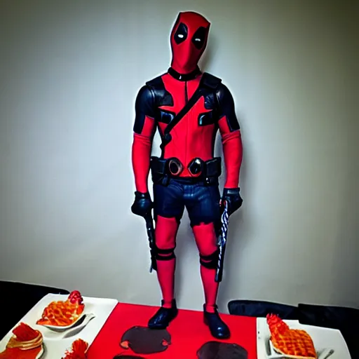 Image similar to birthday party photo of deadpool