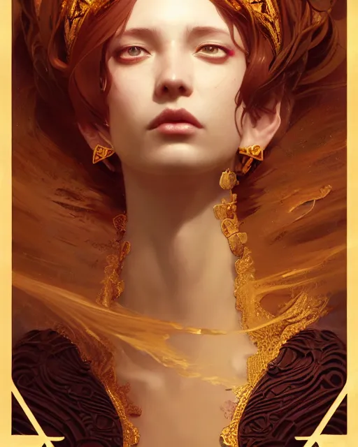 Prompt: high priestess of the wind, beauty portrait, chocolate. ornate, intricate background, fantasy art by ilya kuvshinov, greg rutkowski, craig mullins, ruan jia, thomas kinkade, victo ngai. unreal engine, blender, octane, ray tracing. sharp focus, masterpiece, post processing, deviantart