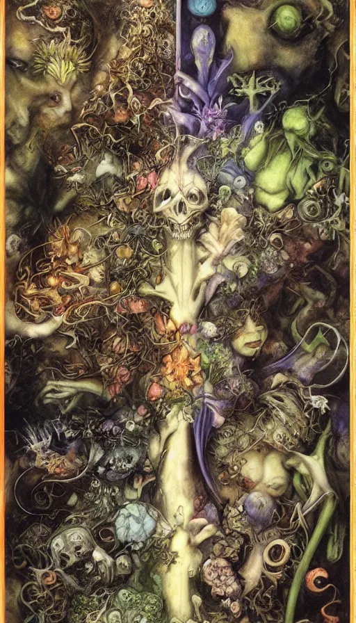 Image similar to life and death mixing together, by brian froud