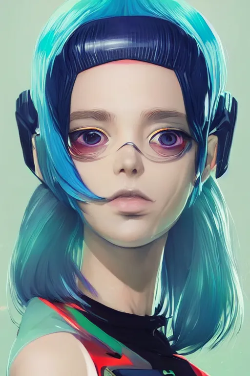 Image similar to poster woman with futuristic streetwear and hairstyle, colourful, cute face, pretty face, 3/4 portrait, Galaxy eyes, beautiful, elegant, Anime by Kuvshinov Ilya, Cushart Krentz and Gilleard James, 4k, HDR, Trending on artstation, Behance, Pinterest, award winning