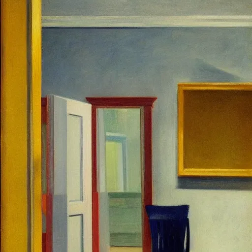 Image similar to painting of a flooded house interior, by Edward Hopper