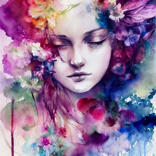 Image similar to watercolor garden by anna dittmann, by agnes cecile, by william turner