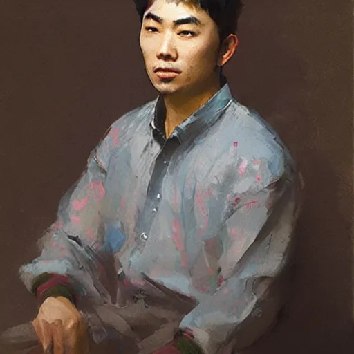 Prompt: asian male portrait by ruan jia