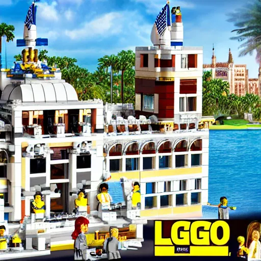 Image similar to mar - a - lago fbi search lego set, global illumination, photorealistic