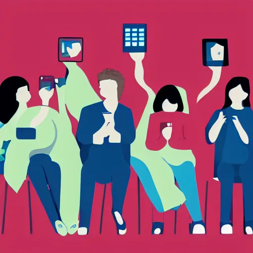 Prompt: illustration of a crowd of smartphone sipping on a brain