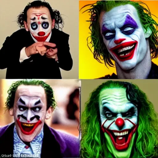 Prompt: funny face pulling competition winning funny face photo of tom hanks as the joker from batman, pulling the move'derp banshee ', hilarious face pulling competition winner, extreme face contortion