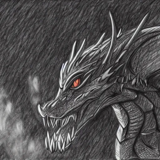 Image similar to a pencil sketch of a dragon breathing fire, forest background, highly detailed, cinematic shot, intricate, 8 k