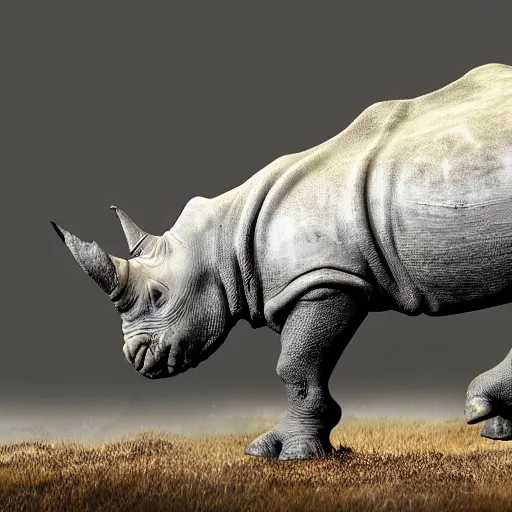 Prompt: a cinematic view of a rhino skelleton, true realistic image, detailed image