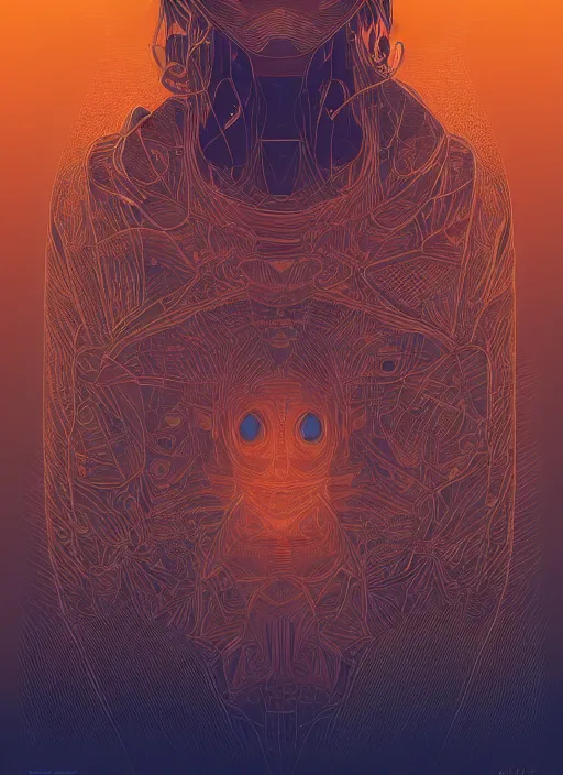 Image similar to a beautiful detailed line art illustration of marin kitagawa, centered, by dan mumford and moebius and beeple, trending on artstation, pastel color, dim dusk lighting, cinematic lighting, detailed lighting, volumetric lighting, realistic, f 8, 4 k hd wallpaper, poster, yellow and orange color scheme