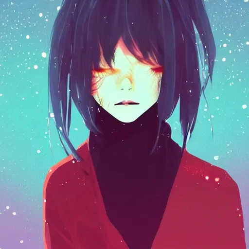 Image similar to woman crying, outside, night sky, anime style, by Conrad Roset, digital art, trending on artstation