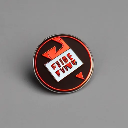 Prompt: a photo of a retro 8 0 s clean fire warning enamel pin, studio lighting, behance