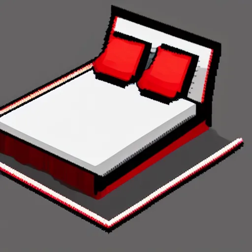 Image similar to a paper model of a bed with a red blanket, pixel art by xul solar, polycount contest winner, pixel art, flat shading, # pixelart, ambient occlusion