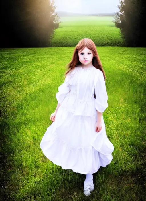 Prompt: portrait of girl dressed in white clothes countryside country style country house fantasy character portrait dynamic pose