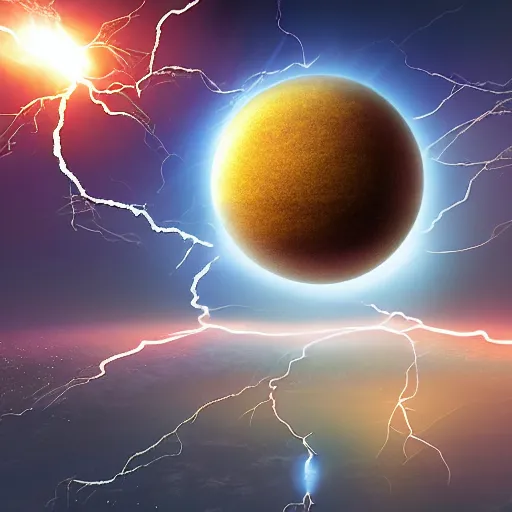 Image similar to army of sphere with lightning on surface