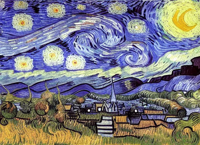 Prompt: the epic entire interstellar universe depicted by Vincent van Gogh