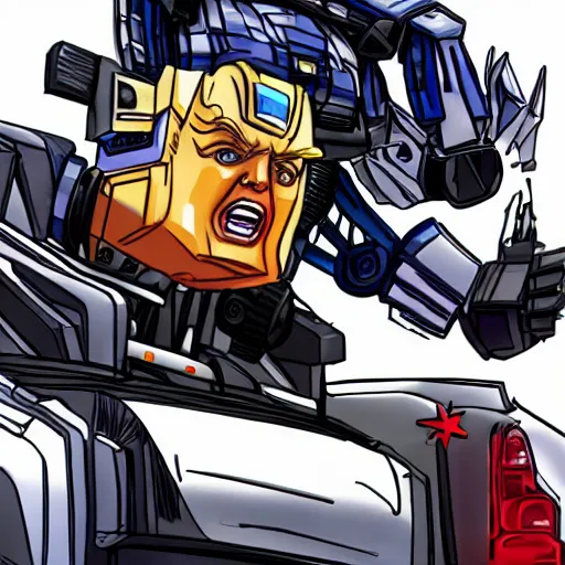 Image similar to donald trump as a transformers robot