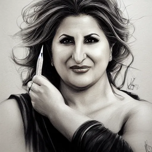 Image similar to amazing lifelike award winning pencil illustration of Kathy najimy trending on art station artgerm Greg rutkowski cinematic