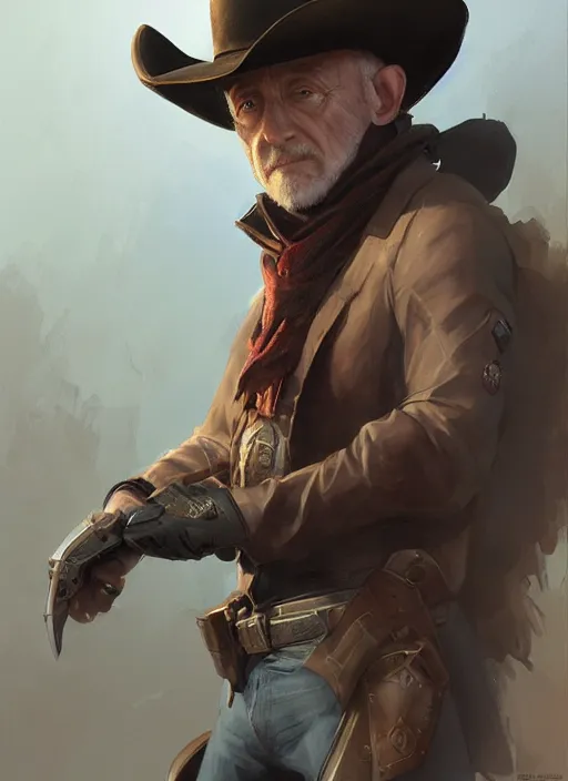 Prompt: jonathan banks as a cowboy, elegant, digital painting, concept art, smooth, sharp focus, illustration, from starcraft by ruan jia and mandy jurgens and artgerm and william - adolphe bouguerea