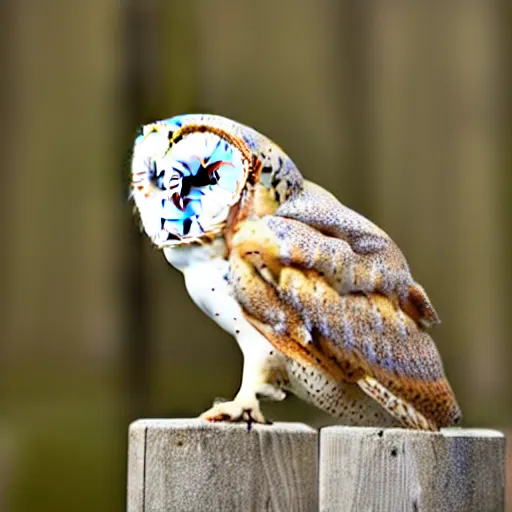 Prompt: barn owl in a suit, very detailed, album photo, canon shot