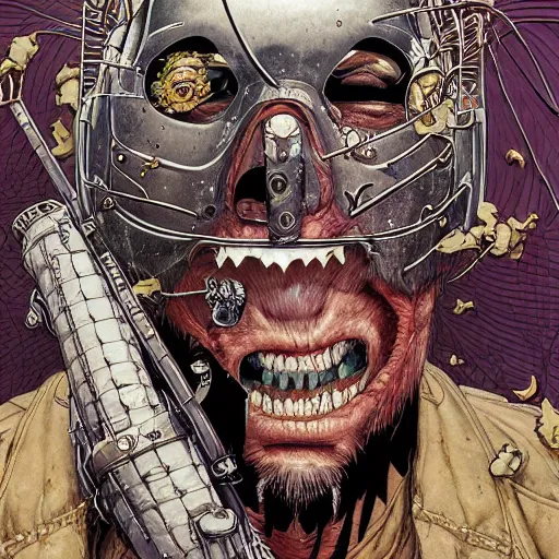 Prompt: portrait of crazy casey jones, symmetrical, by yoichi hatakenaka, masamune shirow, josan gonzales and dan mumford, ayami kojima, takato yamamoto, barclay shaw, karol bak, yukito kishiro