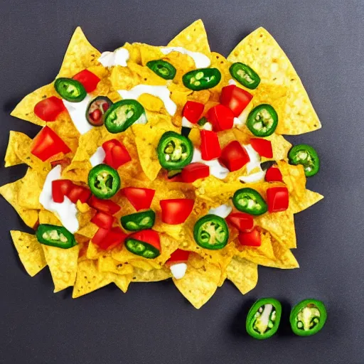 Image similar to simple nachos with cheese and jalapeno illustrations, white background, clip art, drawing, cartoon,