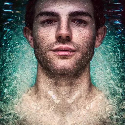 Prompt: portrait of john barilaro, floating under the deep dream water, beautiful smooth soft light + white petal, by personal photography, art by brookskim, closeup, 4 k, highly detailed, instagram,