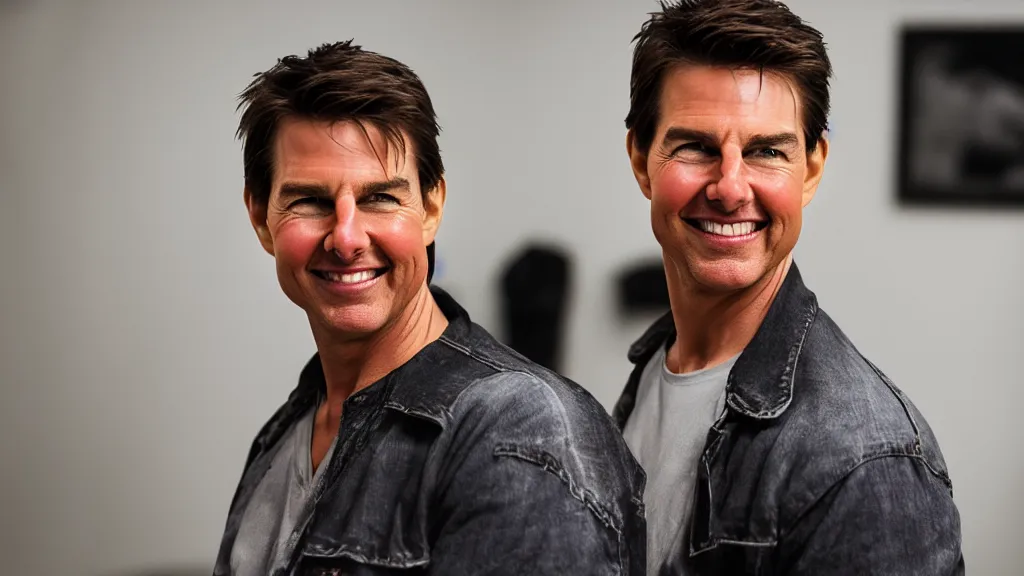 Prompt: A studio portrait of Tom Cruise; f/1.4; 90mm