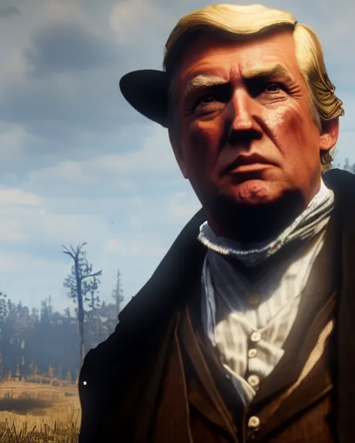 Prompt: Trump in RDR2, close shot, gameplay screenshot