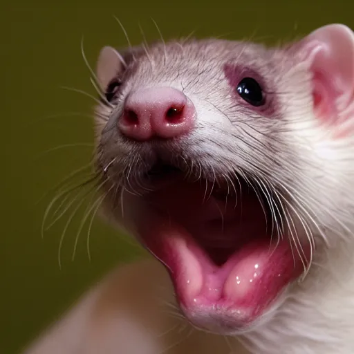 Image similar to ferret side view with open mouth, realistic